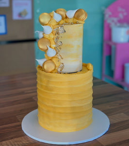 Two tier Textured and Waterfall Cake