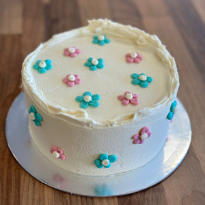 Mini Daisy Cabinet Cake - Gender Reveal