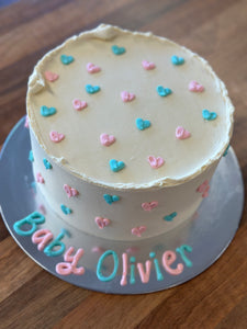 Mini Heart Cabinet Cake - Gender Reveal