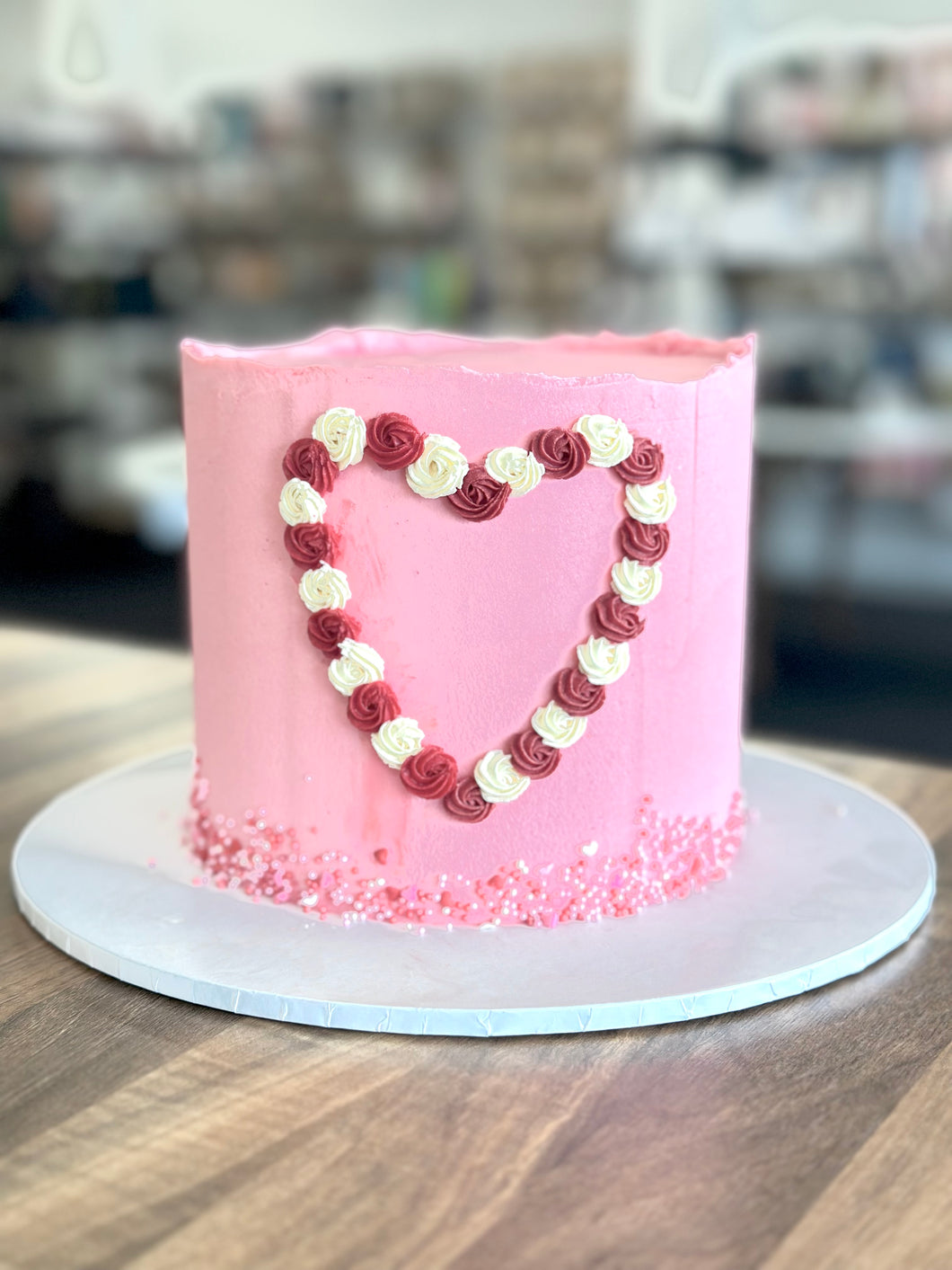 Valentines Heart Rose Cake